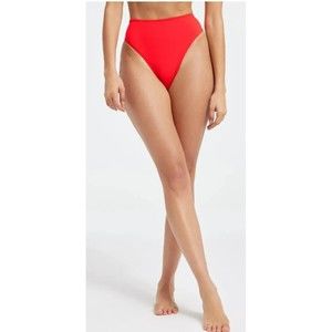 Good American Matte Good Waist Cheeky Bikini Swim Bottom Bright Poppy